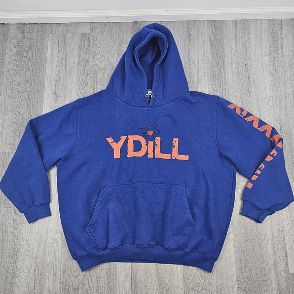 Y-Dill With You YD Blue Orange Hoodie Mens Size 2XL Designer Graphic Print Heart - Picture 1 of 5